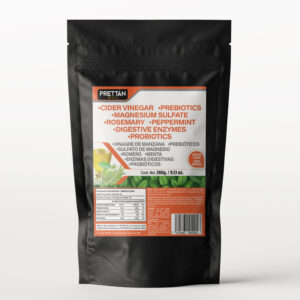 Cider vinegar, Prebiotics, Magnesium sulfate, Rosemary, Peppermint, Digestive enzymes, Probiotics
